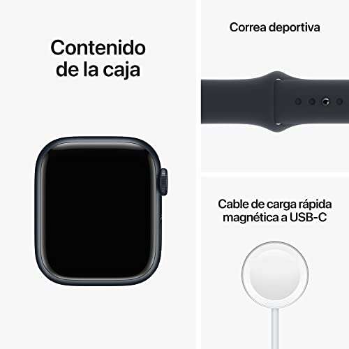 Apple Watch Series 8 (GPS, 41mm) Reloj Inteligente con Caja de Aluminio en Color Medianoche - Correa Deportiva en Color Medianoche