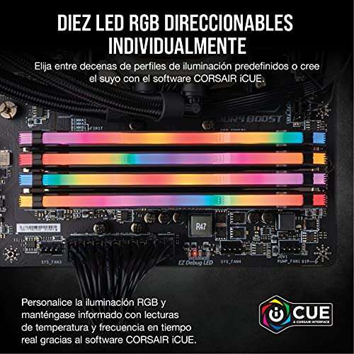 Corsair VENGEANCE RGB PRO 32GB, 2x16GB, DDR4 3200MHz C16 Módulos de Memoria de Adecuado Rendimiento, Negro
