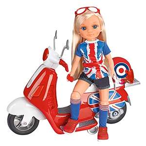 Nancy - Un día de Moto en Londres, la muñeca Incluye Scooter roja con Ruedas móviles