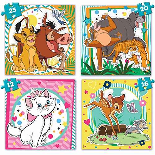 Educa - Maleta Progresivos Disney Animals, 4 Puzzles progresivos de 12-16-20-25 Piezas Cada uno