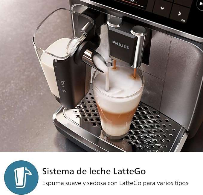 Cafetera superautomática  Philips EP2331/10, LatteGo, Pantalla táctil, 1.8  l, Filtro AquaClean, Negro
