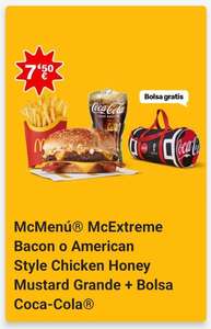 McMenú Extreme Bacon o American Style Chicken Honey Mustard Grande + Bolsa Coca-Cola de regalo