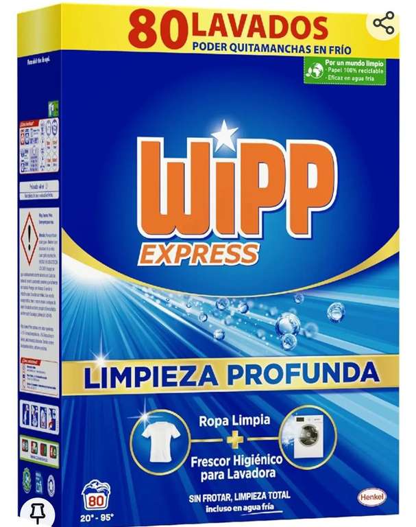 Wipp Express Limpieza Profunda (80 lavados), detergente en polvo  quitamanchas » Chollometro
