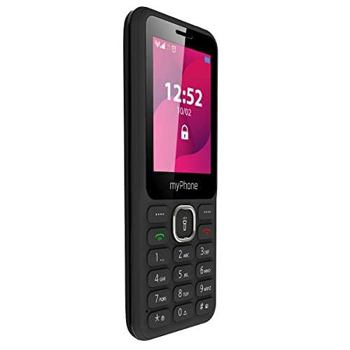 MP myPhone Jazz Teléfono con Teclas Grandes, Batería de 800 mAh, Double Sim, Cámara, MP3, Linterna - Negro (ideal para personas mayores)