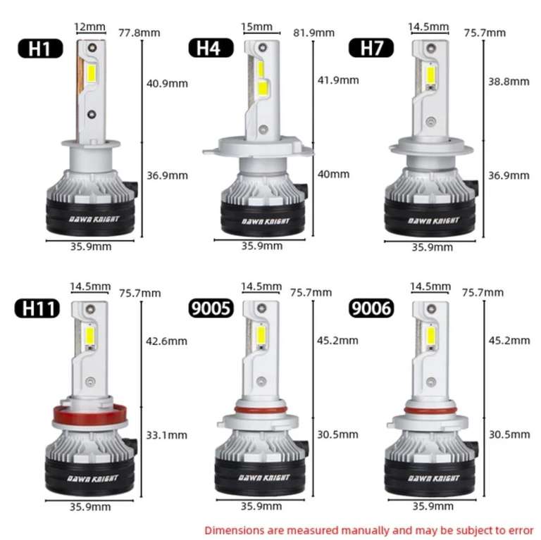 DAWNKNIGHT-Lámpara Led K7C 4300K H7 H4 H11, 3 tubos de cobre, luces Led  para coche H1 HB3 9005 HB4 9006, 12V » Chollometro