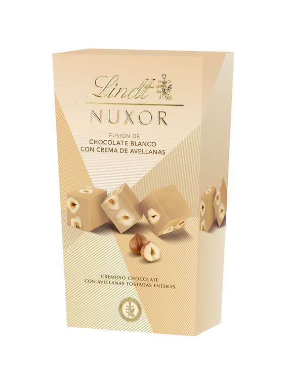 Caja de bombones LINDT NUXOR de chocolate blanco, con 41% de avellana (caja de 165g) [Clientes Prime]