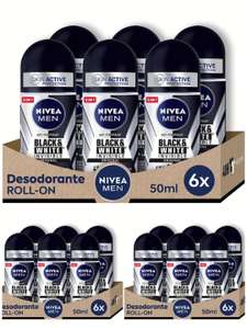 18 desodorantes NIVEA MEN Black & White Invisible Original Roll-on pack de 6 (6 x 50 ml). 1'12€/ud