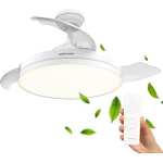 Mellerware - Ventilador de Techo Retráctil Brizy Foldable 40W 6 Velocidades 3 Aspas Motor DC Función Verano Invierno Luz LED