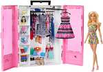 Barbie Casa de Muñecas Dreamhouse - con Piscina, Tobogán y Ascensor + Fashionistas Superarmario y Muñeca Perchero Desplegable Rosa con Ropa