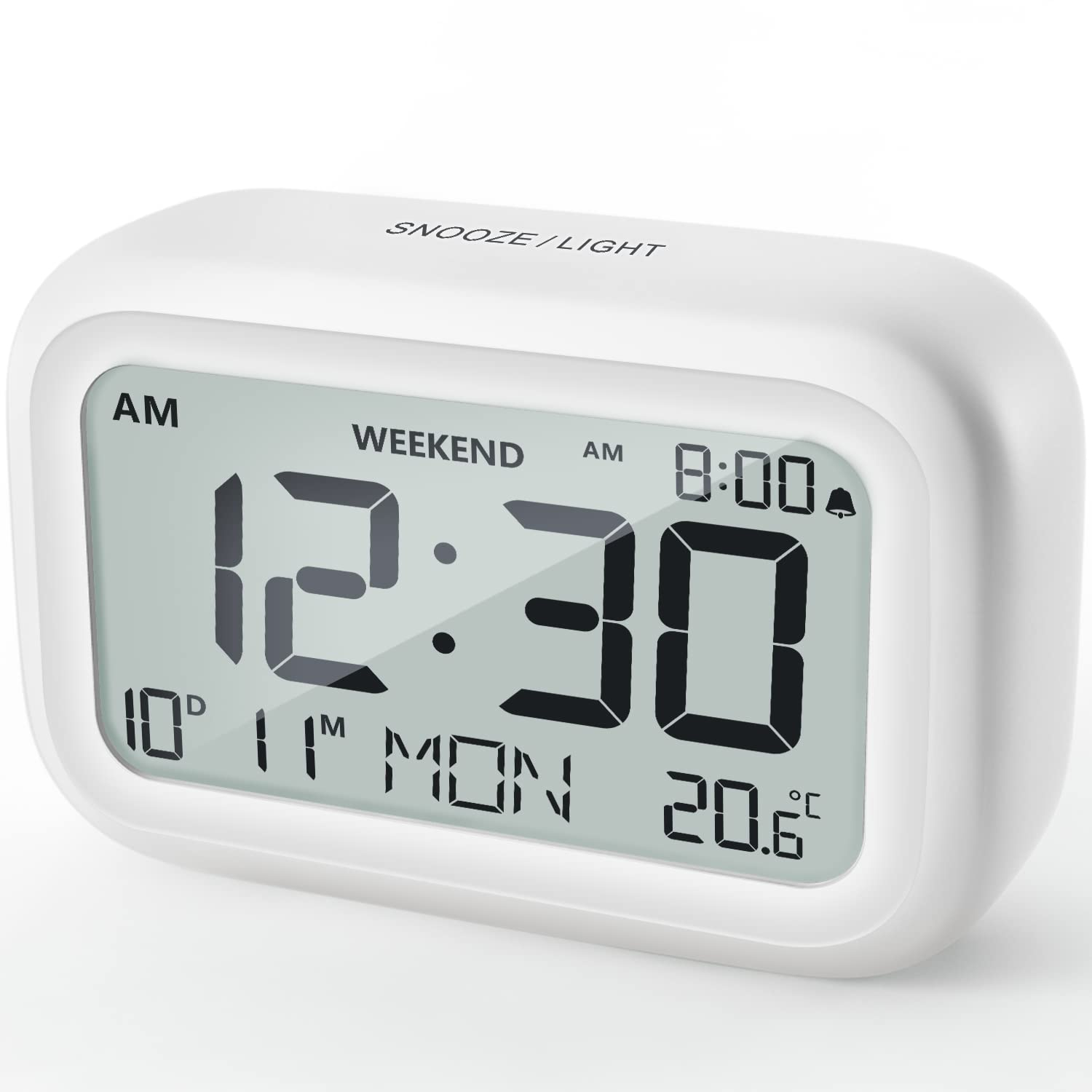 Despertador Digital de mesita de Noche – Reloj con batería con Volumen de Pantalla LCD Ajustable y Modo de Fin de Semana