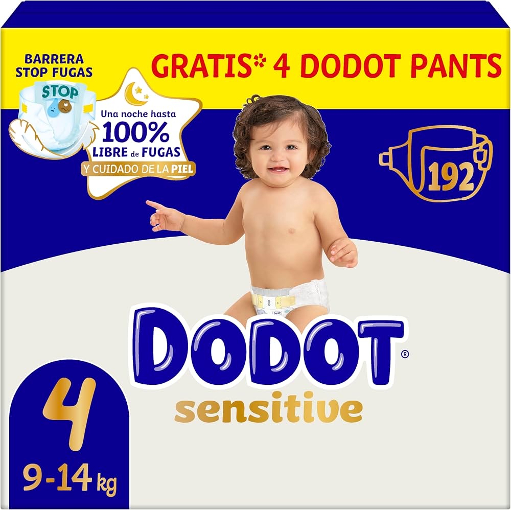 384 pañales (0,237 € unidad) Dodot Bebé Sensitive Talla 4 (9-14 kg) + 8 Pants de Regalo (CR)