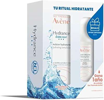 Cosmética femenina de la marca Avène, hidratante facial, Hydrance Emuls Ligera 40 mililitros, Espuma