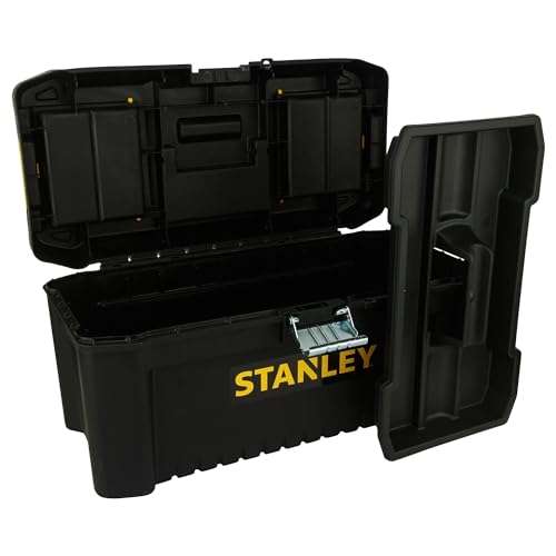 STANLEY STST1-75518 Caja de Herramientas de Plástico con Cierre Metálico, Color Negro/Amarillo, 20 cm x 19.5 cm x 41 cm
