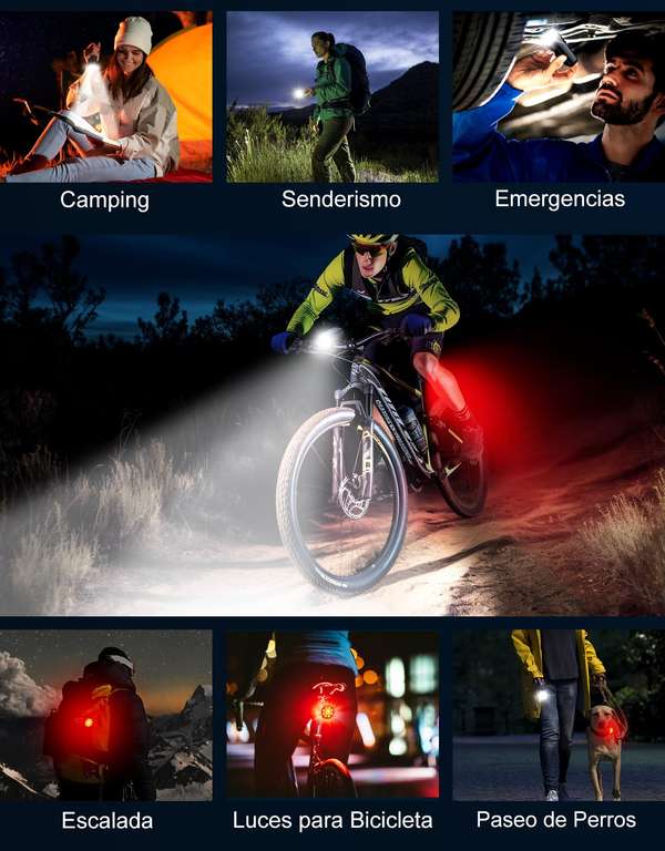 Luces Bicicleta Delantera y Trasera, Luz Recargable USB, Luces IP65 Impermeables para Ciclismo.Aplicar cupón 40%.