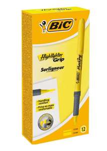 Bic Highlighter Grip Caja 12 Marcadores Fluorescentes Amarillo