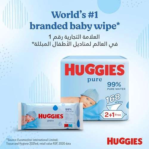 Huggies Pure Toallitas para Bebé - Paquetes de 3 x 56 toallitas