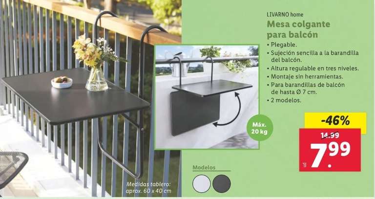 Mesa colgante para balcón - (Lidl)