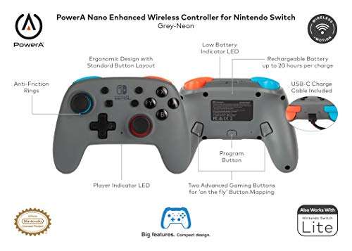 Mando PowerA Nano Enhanced Gris para Nintendo Switch