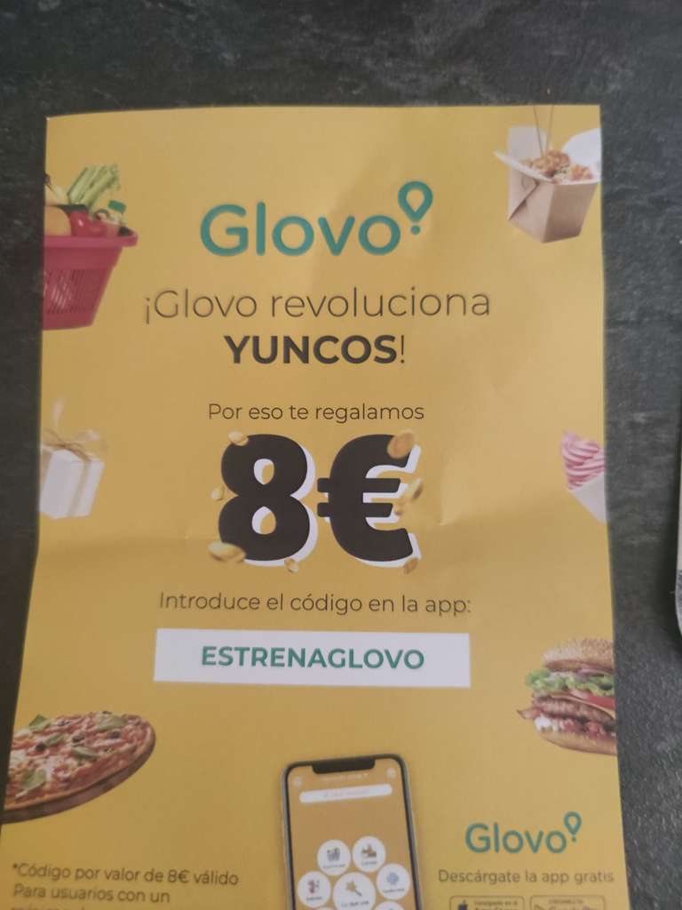 CUPON 4€ GLOVO ( gastando mínimo 10€)