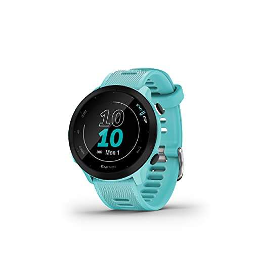 Garmin Forerunner 55 - Reloj inteligente para running con GPS, planes de entrenamiento, notificaciones y seguimiento del bienestar, Turquesa