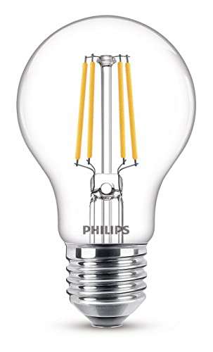 Philips - Bombilla LED cristal 40W estándar E27 luz blanca cálida, transparente, no regulable pack 6