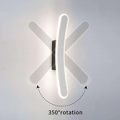 Lámpara de Pared LED 12W, Giratoria de 350° Aplique Pared Interior Blanco Neutro 4000K 40CM Moderna Blanco