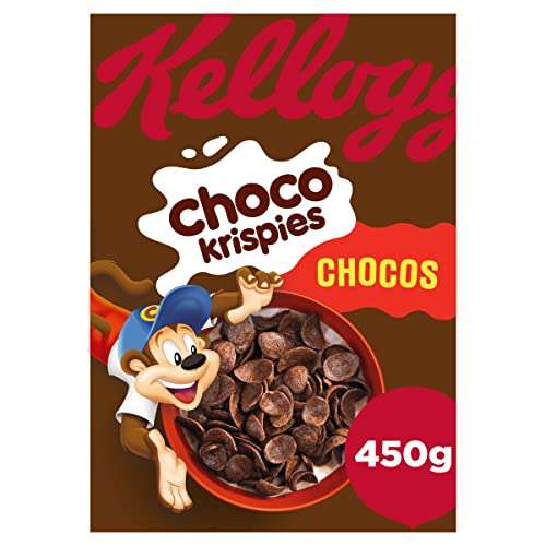 2x Kellogg's Choco Krispies Chocos - Cereales de trigo tostado con sabor a chocolate - Paquete 450 g [2'58€/ud]