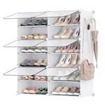 Zapatero Modular 24 Pares | Armario para Zapatos con 6 Compartimentos y Puertas Transparentes