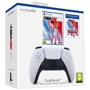 Mando - Sony PS5 DualSense Wireless Controller, Inalámbrico, Con Voucher de 10€ de NBA 2K22, Blanco