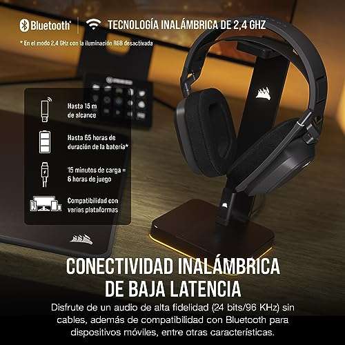 Corsair HS80 RGB Wireless Auriculares Gaming Negros » Chollometro