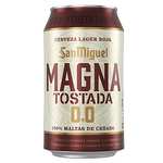 Oferta del día: San Miguel Magna Tostada 0,0, Sabor a Maltas Tostadas, Ligera Con Gusto Apreciable, Pack de 24 Latas x 33 cl, Sin Alcohol
