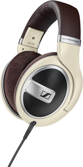 Sennheiser Auriculares HD 599 para colocar alrededor de las orejas y la parte trasera abierta, color marfil