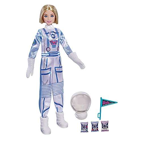 Barbie Astronauta, Muñeca con accesorios, traje y casco espacial (Mattel GTW30)