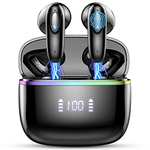 Auriculares Bluetooth 5.3 con 4 HD Mic, Pantalla LED , HiFi Estéreo, IP7 Impermeable, 40H Bateria USB-C