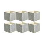 Amazon Basics - Cajas de almacenamiento de tela, con forma de cubo, plegables, con ojales metálicos, 6 unidades, chevrón gris