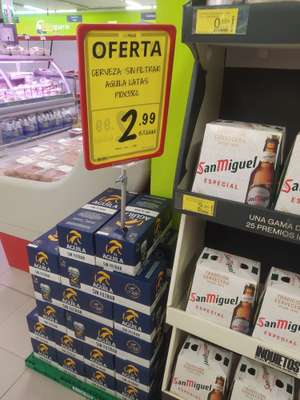 Pack de 10 latas de cervezas Aguila Sin Filtrar Supermercados Mas Sevilla Bollullos de la Mitación