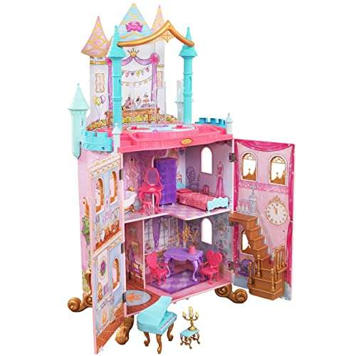 KidKraft- Disney Princess Dance & Dream Castle Casa Madera con Muebles y Accesorios incluidos, 3 Pisos, para muñecas de 30 cm