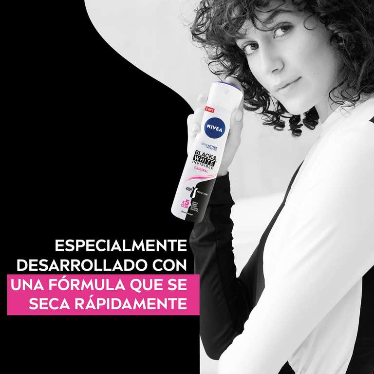 NIVEA Black & White Invisible Original Spray, pack de 6 (6 x 200 ml), desodorante antimanchas de cuidado femenino