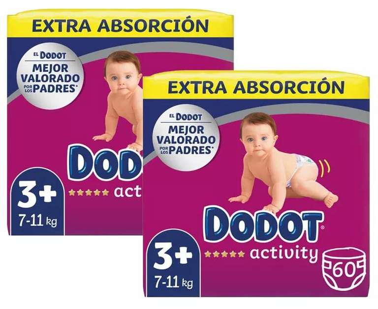 Dodot Pañales Activity Extra T3+ (7-11 Kg) 2x60 uds