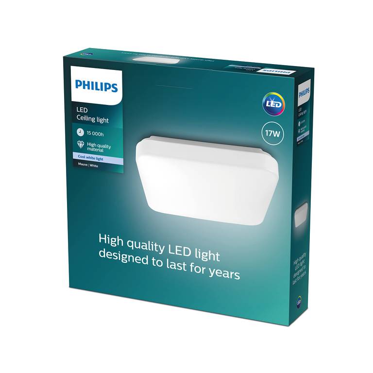 Philips – Plafón Philips MAUVE, lámpara LED de techo funcional, color blanco, luz blanca fría, 40K – 17W