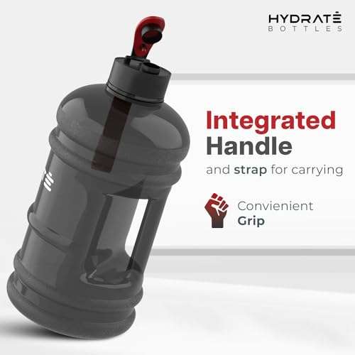 HYDRATE - Botella de agua XL para gimnasio para hombres, perfecta