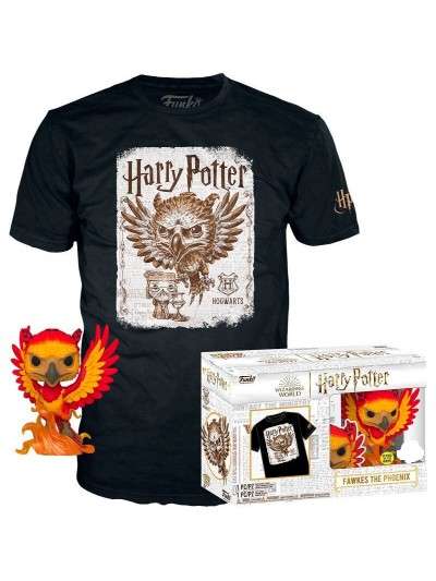 Camiseta + Funko Pop Fawkes The Phoenix Glow Harry Potter Camiseta Exclusiva Funko