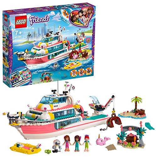 LEGO Friends - Barco de Rescate Nuevo juguete de construcción de Aventuras Acuáticas, incluye Tres Personajes y Varios Animales