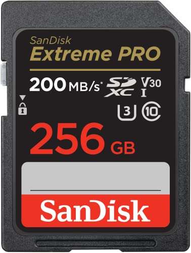 SanDisk Tarjeta SDXC Extreme Pro de 256 GB + RescuePRO Deluxe, hasta 200 MB/s, UHS-I, Clase 10, U3, V30