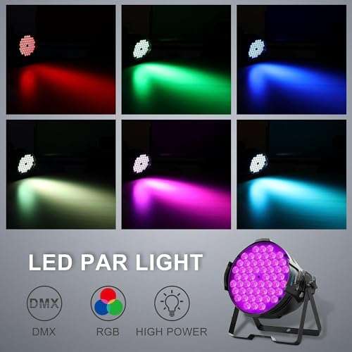 BETOPPER Luces de Discoteca, Luces Escenario DMX LED, Foco Luz Escenario RGB 54x3w, Proyector Iluminación Sonido Estroboscópica