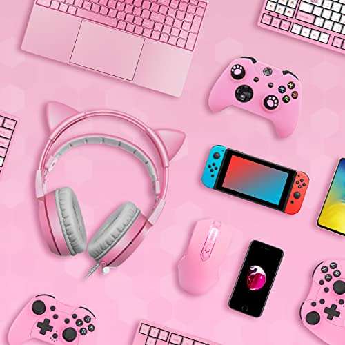 SOMIC G951S Auriculares Rosa gaming con micrófono 3.5mm - Xbox One, Nintendo Switch, PS4, iPhone, iPad con cupón de 10€ de Amazon