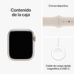 Apple Watch Series 9 [GPS]Caja de Aluminio en Blanco Estrella de 41 mm y Correa Deportiva - Talla M/L. Monitor de entreno, Oxígeno en Sangre