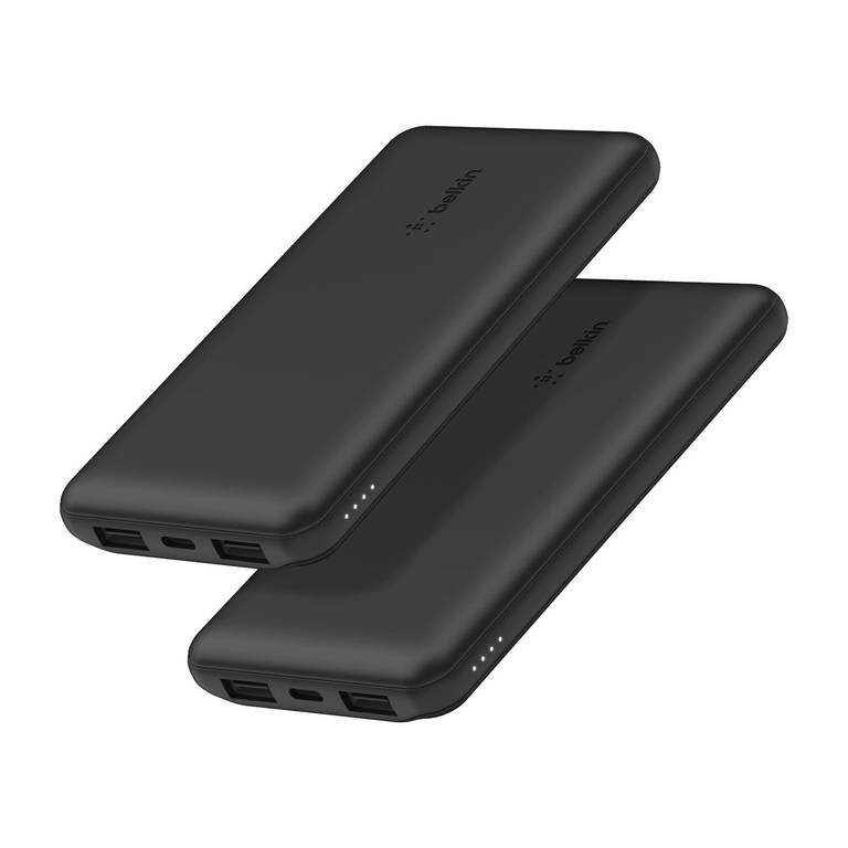 2 unidades Belkin batería externa portátil 10000mAh, cargador USB-C 15 W, negra