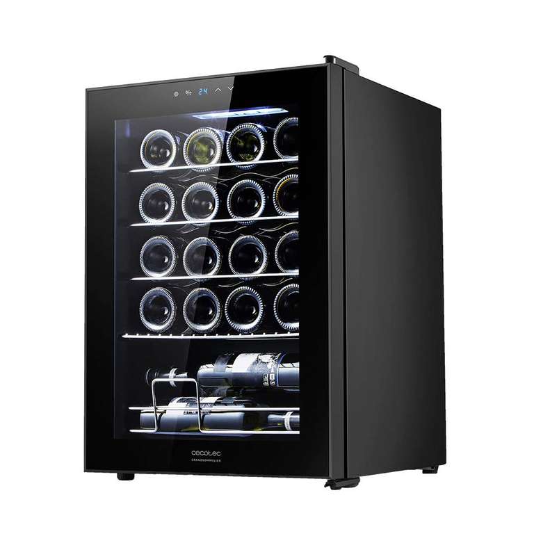 Cecotec Vinoteca GrandSommelier 20000 Black Compressor. 20 Botellas, Compresor, Alto Rendimiento, Temperatura Regulable, Luz interior