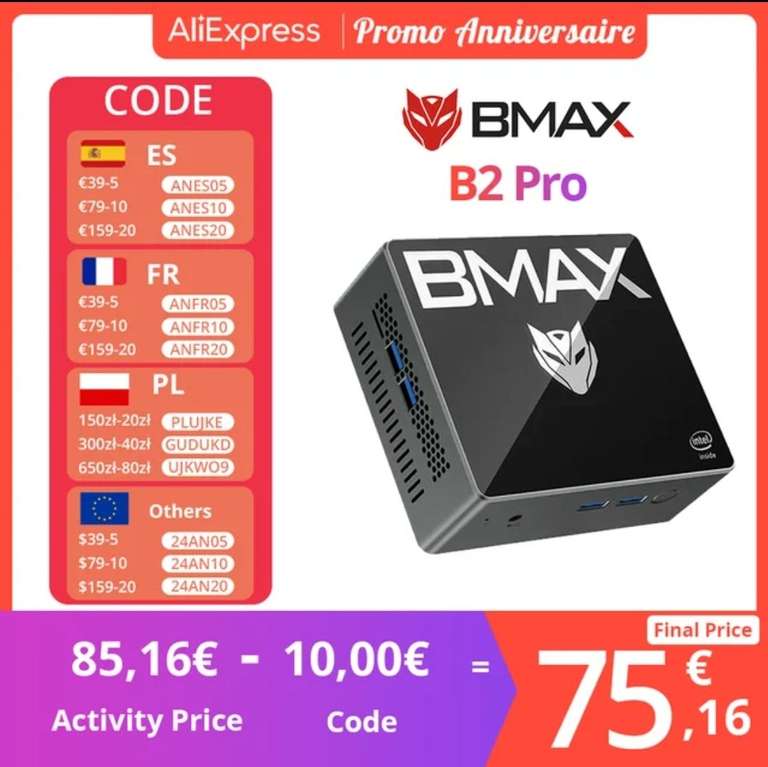 BMAX-Mini PC B2 Pro, Windows 11, todo en uno, HDMI, Intel N4100, 8GB de RAM, 256GB SSD, Intel UHD Graphics 600
